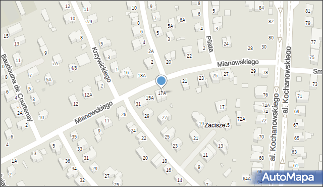 Wrocław, Mianowskiego Józefa, 17A, mapa Wrocławia