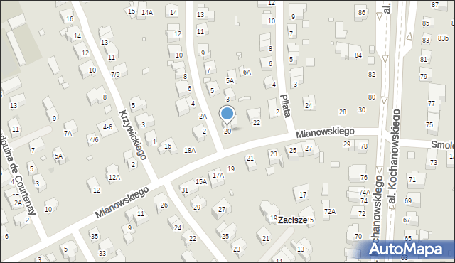 Wrocław, Mianowskiego Józefa, 20, mapa Wrocławia