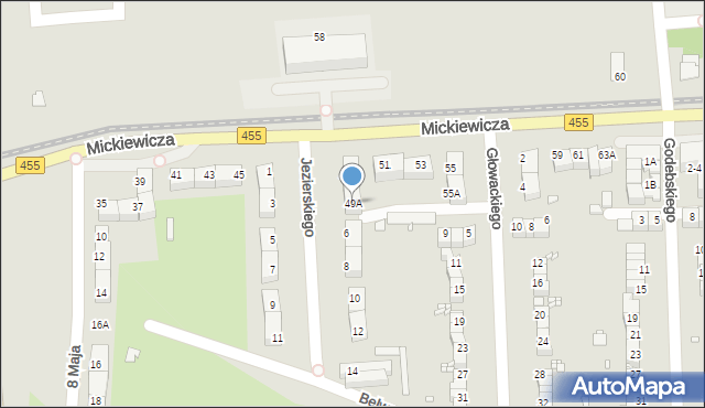 Wrocław, Mickiewicza Adama, 49A, mapa Wrocławia