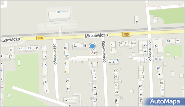 Wrocław, Mickiewicza Adama, 55A, mapa Wrocławia