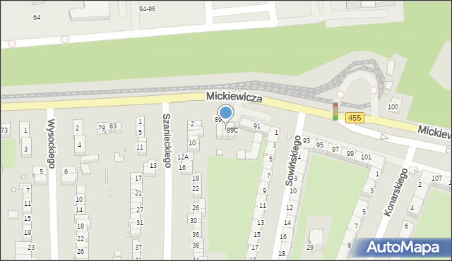 Wrocław, Mickiewicza Adama, 89B, mapa Wrocławia