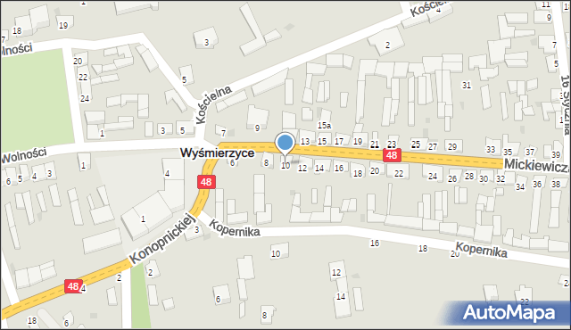 Wyśmierzyce, Mickiewicza Adama, 10, mapa Wyśmierzyce