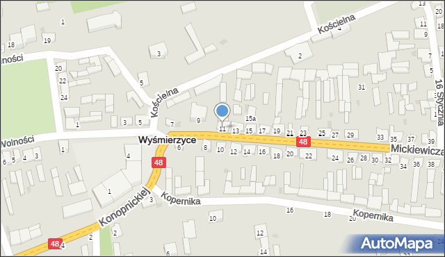 Wyśmierzyce, Mickiewicza Adama, 11, mapa Wyśmierzyce