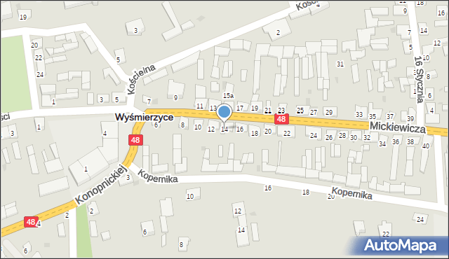 Wyśmierzyce, Mickiewicza Adama, 14, mapa Wyśmierzyce