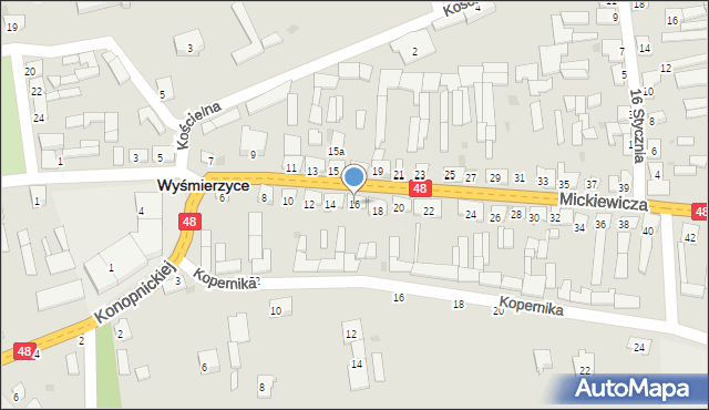 Wyśmierzyce, Mickiewicza Adama, 16, mapa Wyśmierzyce