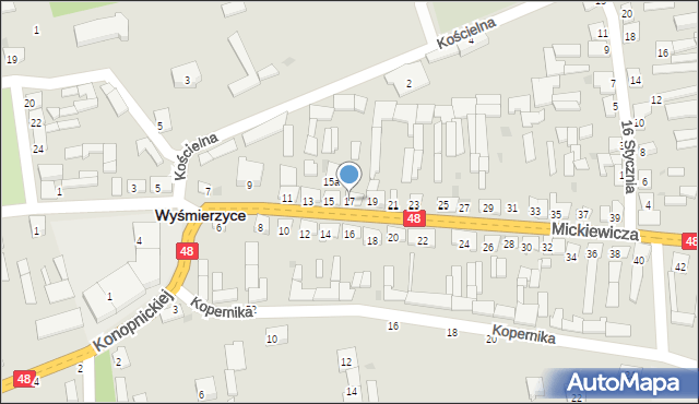 Wyśmierzyce, Mickiewicza Adama, 17, mapa Wyśmierzyce