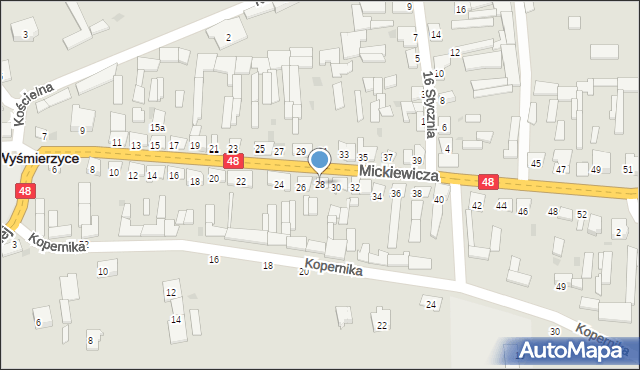 Wyśmierzyce, Mickiewicza Adama, 28, mapa Wyśmierzyce