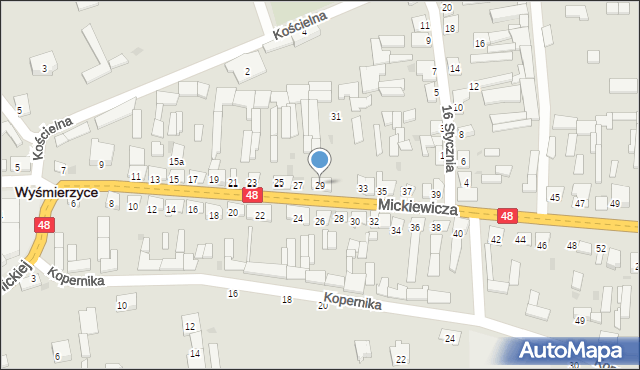 Wyśmierzyce, Mickiewicza Adama, 29, mapa Wyśmierzyce