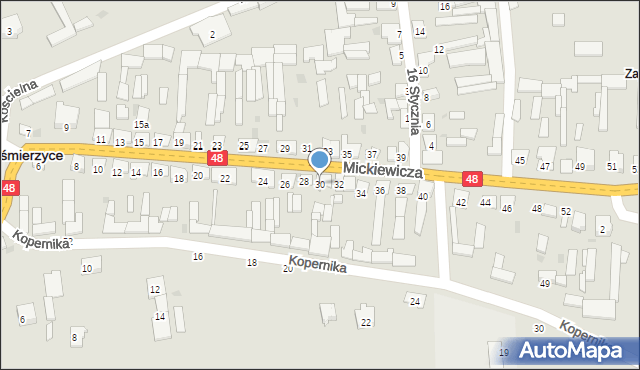 Wyśmierzyce, Mickiewicza Adama, 30, mapa Wyśmierzyce