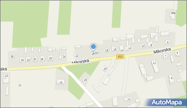 Wyszanów, Mikorska, 20, mapa Wyszanów