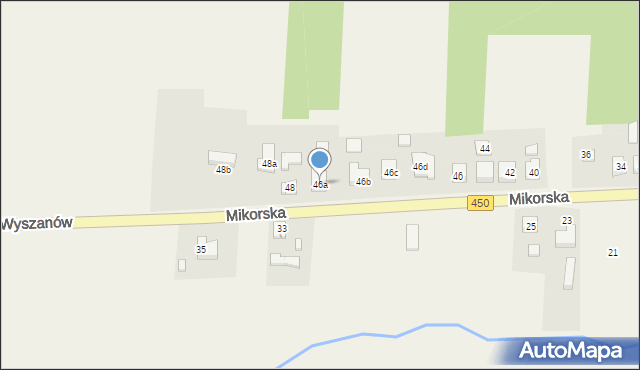 Wyszanów, Mikorska, 46a, mapa Wyszanów