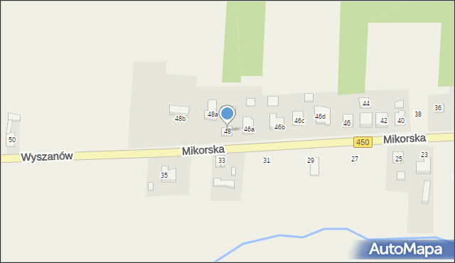 Wyszanów, Mikorska, 48, mapa Wyszanów