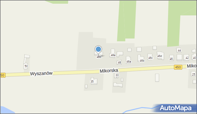 Wyszanów, Mikorska, 48b, mapa Wyszanów