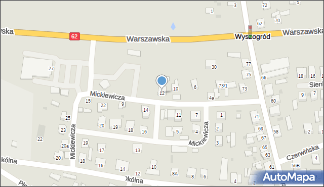 Wyszogród, Mickiewicza Adama, 12, mapa Wyszogród