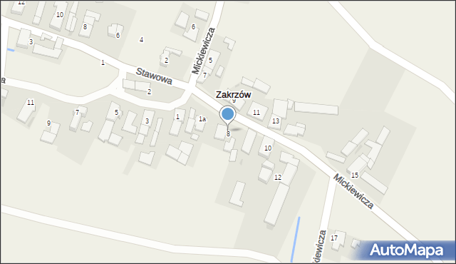 Zakrzów, Mickiewicza Adama, 8, mapa Zakrzów