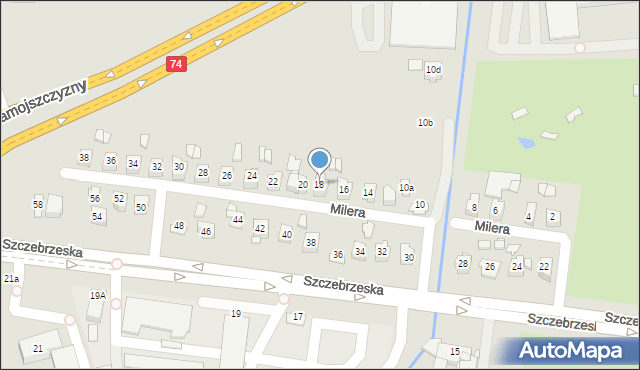 Zamość, Milera Stefana, 18, mapa Zamościa