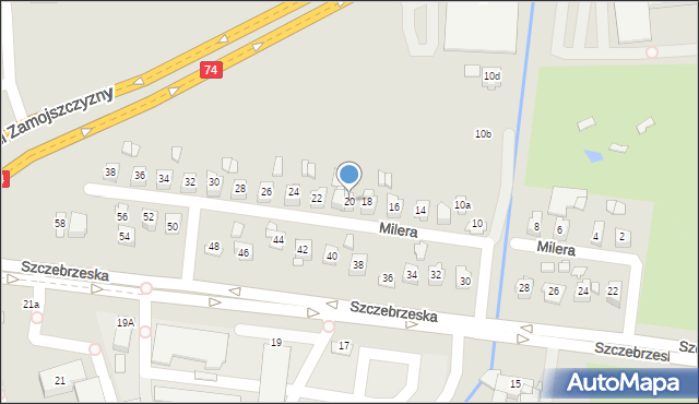 Zamość, Milera Stefana, 20, mapa Zamościa