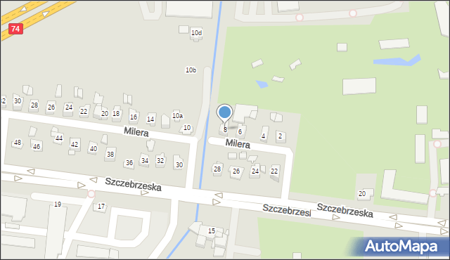 Zamość, Milera Stefana, 8, mapa Zamościa