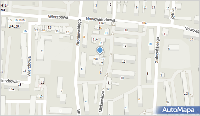 Zawiercie, Mickiewicza Adama, 9A, mapa Zawiercie