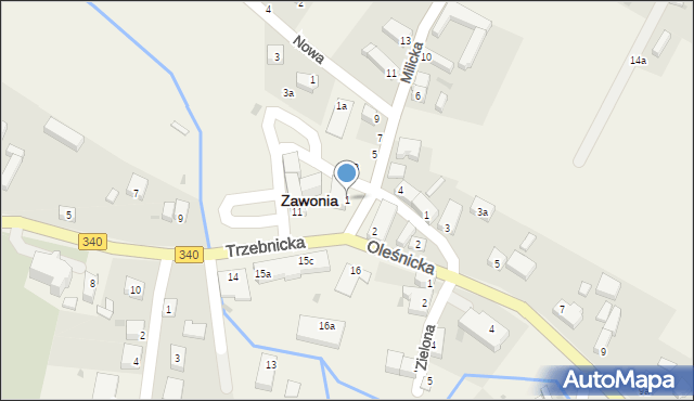 Zawonia, Milicka, 1, mapa Zawonia