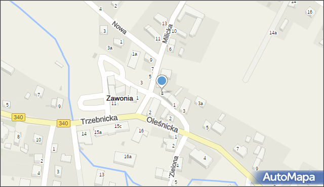 Zawonia, Milicka, 4, mapa Zawonia