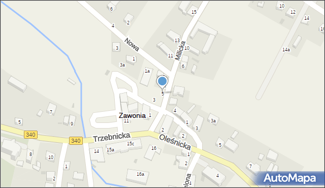 Zawonia, Milicka, 5, mapa Zawonia