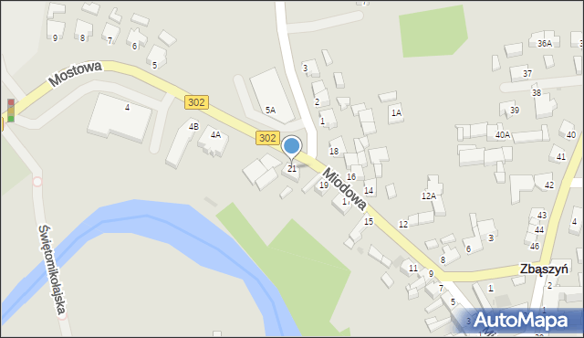 Zbąszyń, Miodowa, 21, mapa Zbąszyń