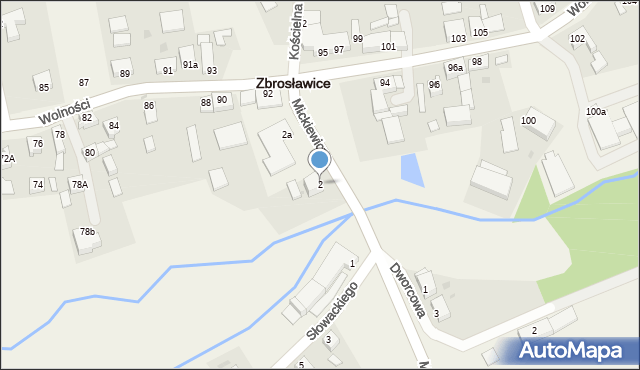 Zbrosławice, Mickiewicza Adama, 2, mapa Zbrosławice