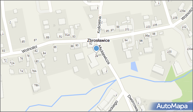 Zbrosławice, Mickiewicza Adama, 2a, mapa Zbrosławice