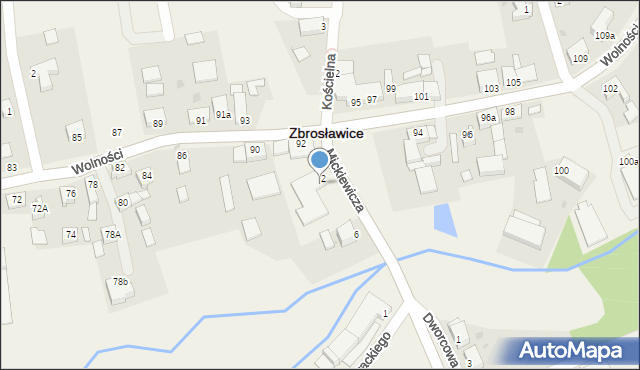 Zbrosławice, Mickiewicza Adama, 2a, mapa Zbrosławice