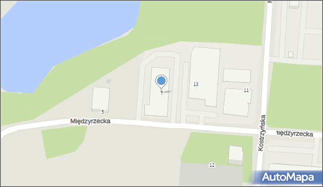 Zielona Góra, Międzyrzecka, 7, mapa Zielona Góra