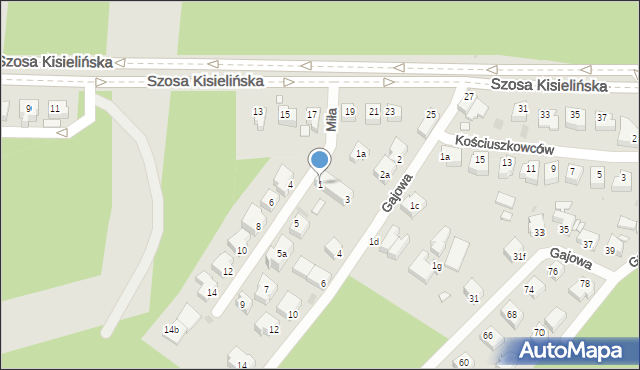 Zielona Góra, Miła, 1, mapa Zielona Góra