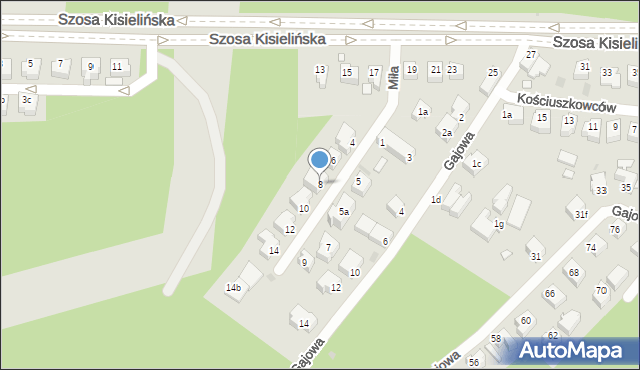 Zielona Góra, Miła, 8, mapa Zielona Góra