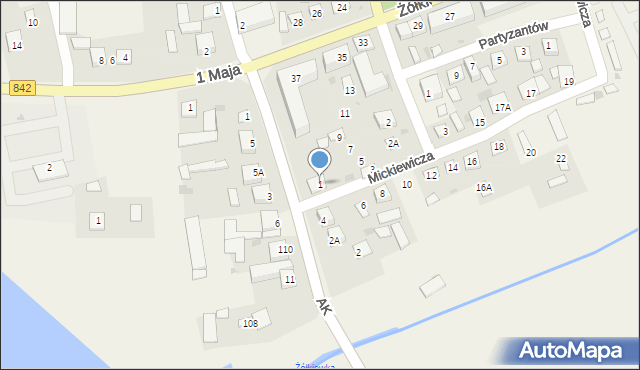 Żółkiewka-Osada, Mickiewicza Adama, 1, mapa Żółkiewka-Osada