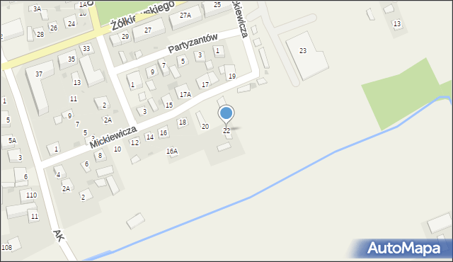 Żółkiewka-Osada, Mickiewicza Adama, 22, mapa Żółkiewka-Osada