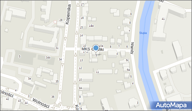 Słupsk, MKS Cieśliki, 3, mapa Słupska