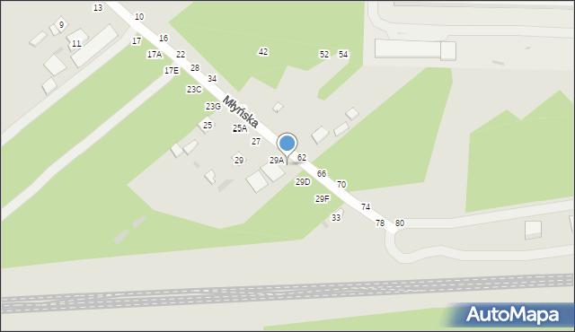 Biała Podlaska, Młyńska, 29B, mapa Białej Podlaskiej