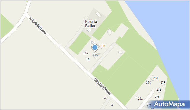 Białka, Młodzieżowa, 13A, mapa Białka