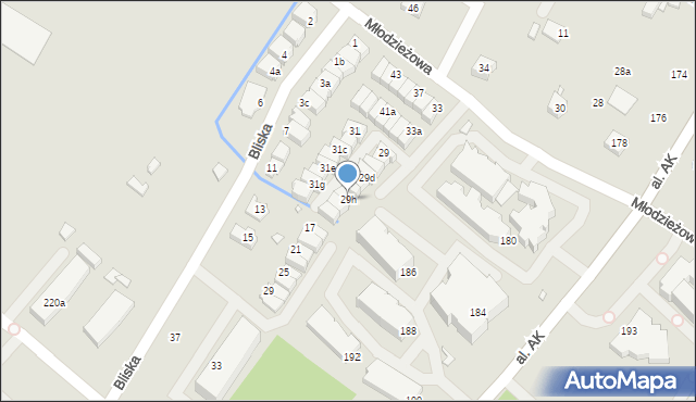 Bielsko-Biała, Młodzieżowa, 29h, mapa Bielsko-Białej