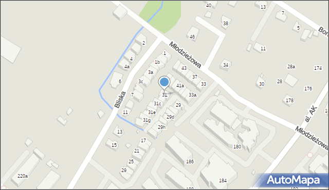 Bielsko-Biała, Młodzieżowa, 31, mapa Bielsko-Białej