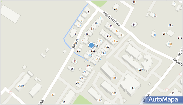 Bielsko-Biała, Młodzieżowa, 31f, mapa Bielsko-Białej