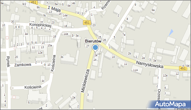 Bierutów, Młyńska, 1a, mapa Bierutów