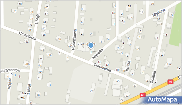 Blachownia, Młyńska, 1, mapa Blachownia