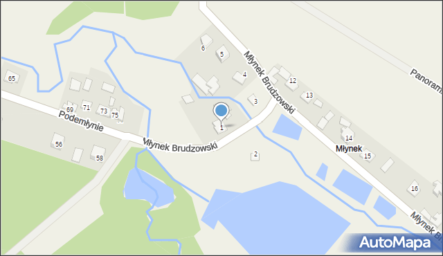 Brudzów, Młynek Brudzowski, 1, mapa Brudzów