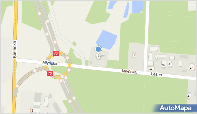 Brzeziny, Młyńska, 2, mapa Brzeziny