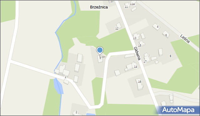 Brzeźnica, Młyńska, 3, mapa Brzeźnica