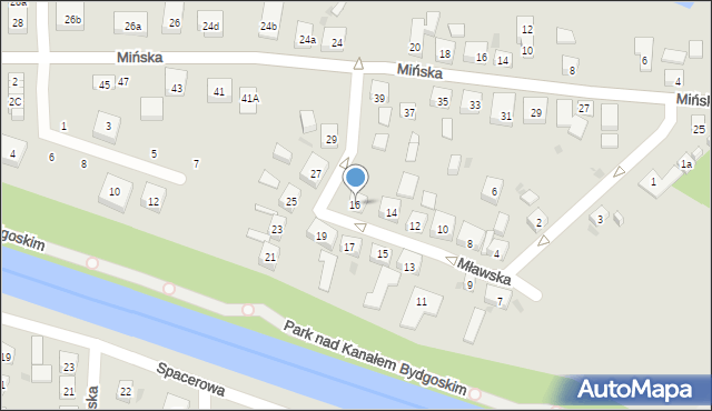 Bydgoszcz, Mławska, 16, mapa Bydgoszczy