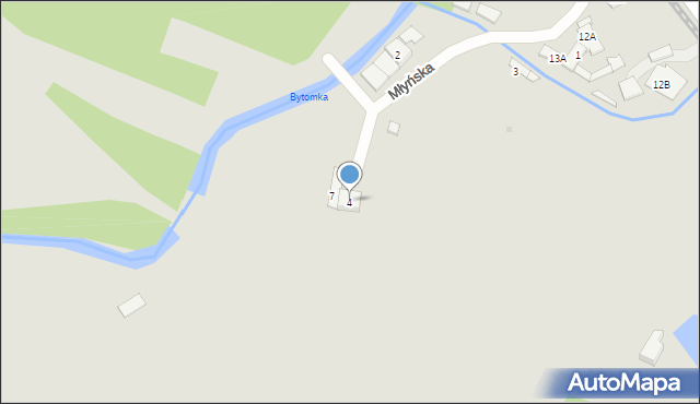 Bytom, Młyńska, 4, mapa Bytomia