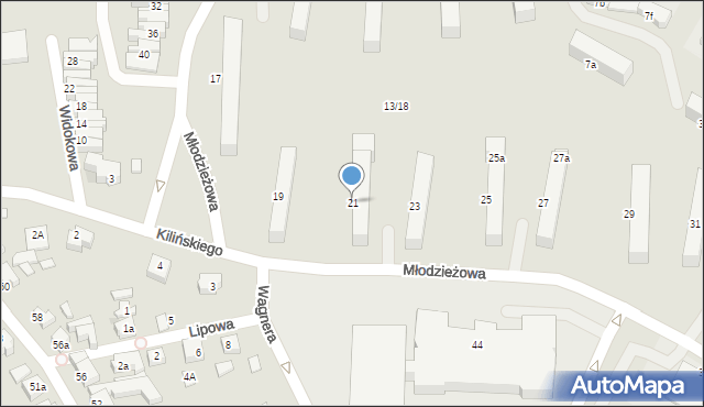 Chojnice, Młodzieżowa, 21, mapa Chojnic