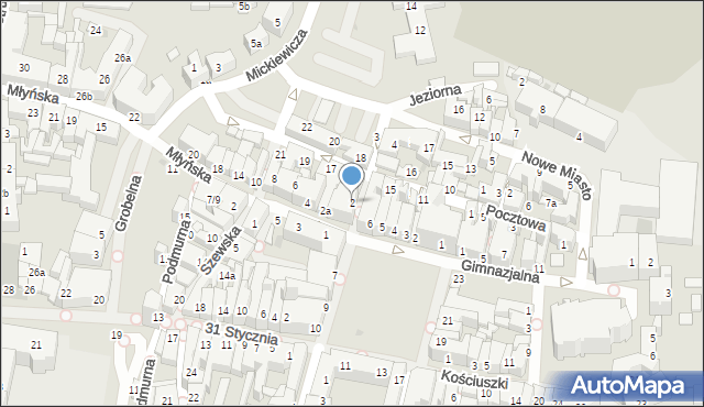 Chojnice, Młyńska, 2, mapa Chojnic